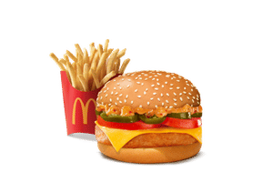 Mexican Grilled Chicken & Cheese Burger + Fries (M)