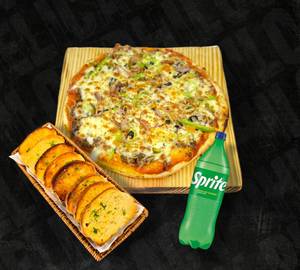 Turkish Meat Pizza + Sprite + Garlic Bread