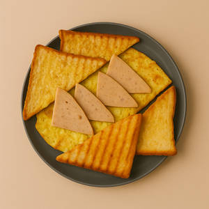 Chicken Ham Omelette With Toast