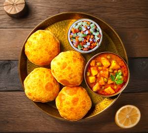 5 Poori With Sabzi + Salad + Achar