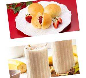 Bun Butter Jam and Banana Milkshake