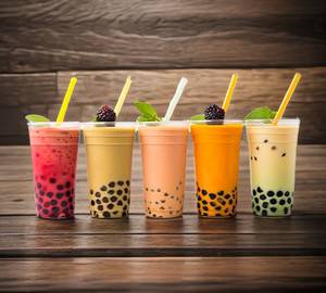 Pink guava boba drink