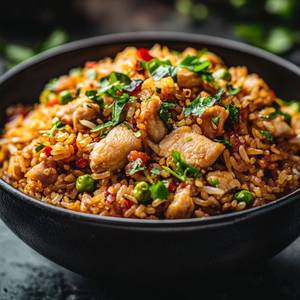 Singapore Chicken Fried Rice