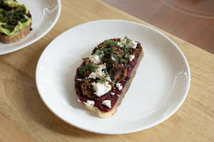 Beetroot Hummus & Feta On Toast