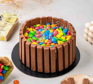 Vanilla Kitkat Gems Cake