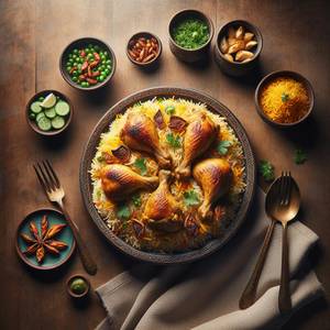 Chicken dum biryani served chicken [5 pieces]