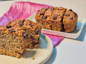 Sugarfree Choco-chunk Banana Bread Cake Slice
