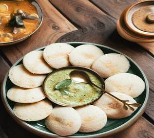 Rice Idali With Sambhar And Coconut Chutney (10Pieces)