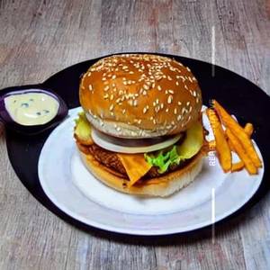 Schezwan paneer cheese burger