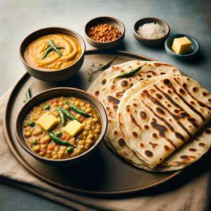 4 Tawa Plain Roti + 1 Butter Fry Dal                     