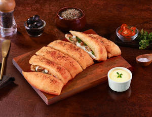 Chicken Herb Stuffed Garlic Breadsticks + Chees...