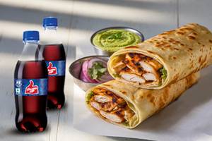 2 Chicken Tikka Rolls + 2 Thums Up [250 ml].