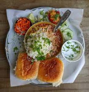 Cheese Misal Pav + Butter Milk