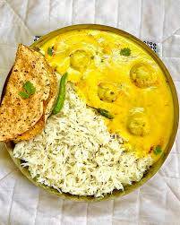 Kadhi pakoda with rice