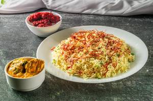 Ghee Rice With Shahi Chicken And Chicken Kabab Combo