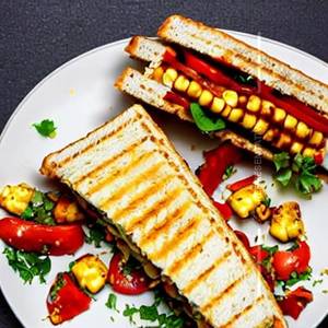 Paneer cheese corn grilled sandwich