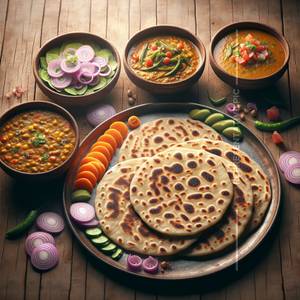 4 Tawa Roti With Veg/ Dal(Any One Of Them ) And Onion Salad                                           