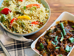 Thai Basil Fried Rice & Paneer Chili  With Soft Drink