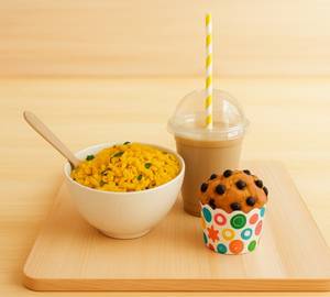 Poha+ Muffin+Cold Coffee