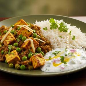 Matar paneer with jeera rice                                           