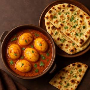 Egg Masala and Garlic Naan