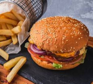 Veg Supreme Burger Plus French Fries