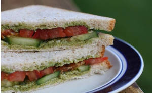BUTTER CHEESE CHUTNEY VEGETABLE SANDWICH
