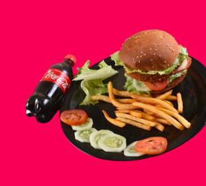 Tandoori Paneer Burger With Fries+ Soft Drink 250 Mls
