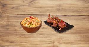 Chicken Chilli Garlic Noodles + Bbq Lollipops (4 Pc)