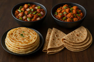 5 Parotta + 5 Chapati +chilli Chicken + Chilli Gobi