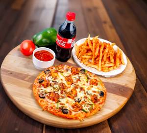 Grilled Chicken Pizza with Fries Coke (250ml)