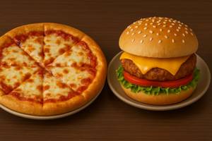 Cheese And Capsicum Pizza ( 4 Slice )+Cheese burger