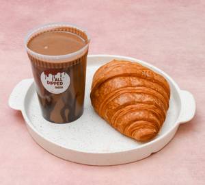 Plain Butter Croissant with Cold Chocolate