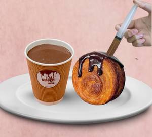 Dipped Pinwheel Croissant with Hot Chocolate