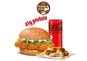 McSpicy Chicken Burger Protein Plus + 4 Pc Chicken Nuggets + Coke Zero