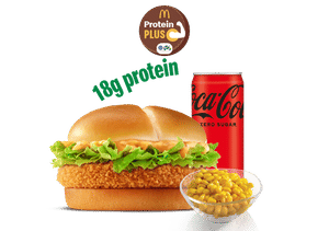 Crispy Veggie Burger Protein Plus + Corn + Coke Zero