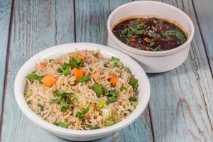 Veg Fried Rice with Manchurian Gravy