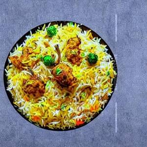 Veg hyderabadi dum biryani served