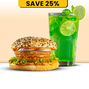 Bigg Club Veg Burger + Lime N Mint Mojito