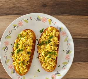Egg Bhurji Bruschetta [Cheesy Toast]