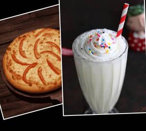 Classic veg pizza & vennila thick milk shake