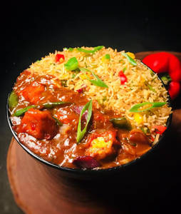 Veg Fried Rice With Paneer Chilli