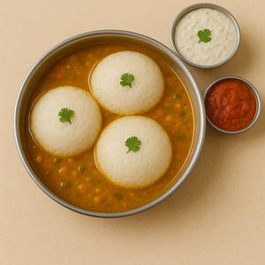 Sambhar Dipped Idli (3 Pcs)