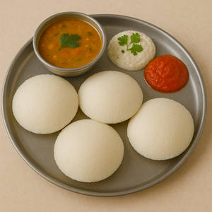 Plain Idli (4 Pcs) With Sambar