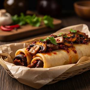 Schezwan Mushroom Veg Cheese Roll