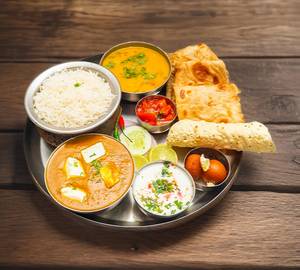 Veg Thali ( Rice + Dal+vez+ salad)