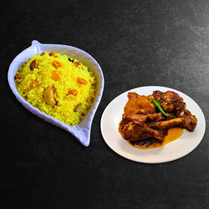 Basanti Pulao + Chicken Kosha [2pcs]
