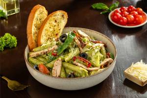 Grilled Chicken Italian Basil Pesto Pasta with Truffle Oil