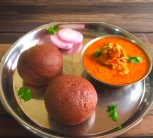 Ragi Balls 10 Pc's With Large Spicy  Red Chicken Curry