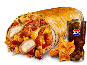 Grilled Cheese Boss Burrito Non Veg (Free Nachos & Pepsi)